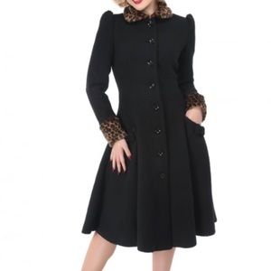 Collectif Gina Cheetah Faux Fur trimmed Coat